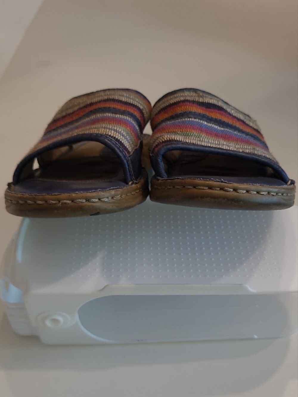 Earth Shoe Gelron2000 Tahoe Slide Sandal Multicolor Striped Print Straps - Picture 9 of 17